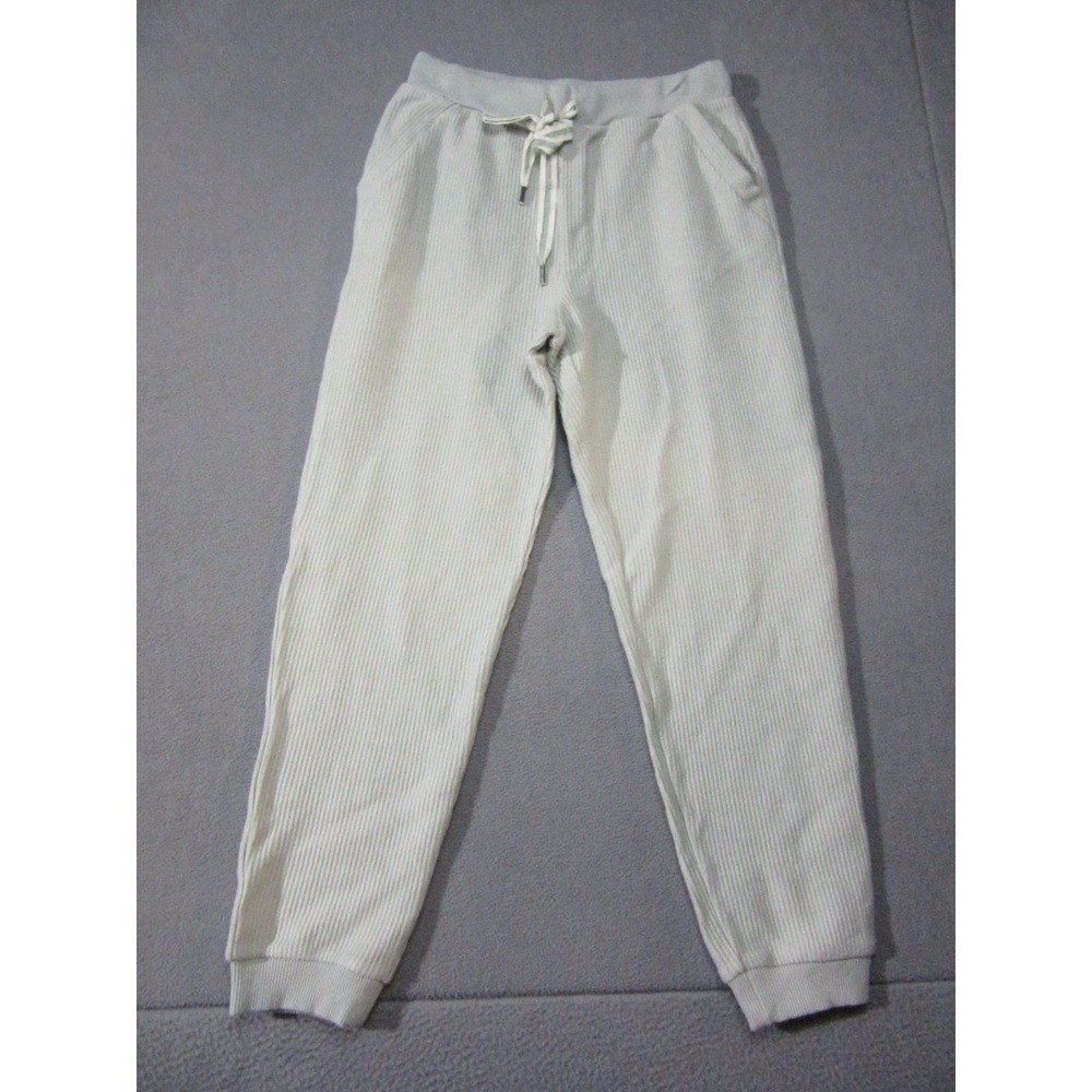 Aerie Jogger Womens Medium Gray Waffle Knit High Rise Cozy Pants  Drawstring